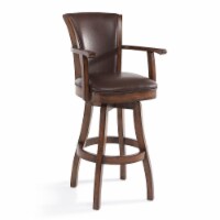 Raleigh Arm 26  Swivel Wood Barstool in Chestnut Finish and Kahlua Faux Leather