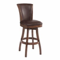Raleigh 26" Counter Height Swivel Wood Barstool in Chestnut Finish and Kahlua Faux Leather