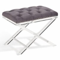 Armen Living LCCOOTGRAY Cody ModernContemporary Tufted Ottoman in Gray Velvet with Acrylic Le