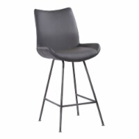 Coronado 26  Barstool in Brushed Grey Powder Coated Finish and Grey Faux Leather