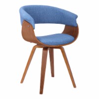 Armen Living Summer Mid-Century Chair in Blue Fabric with Walnut Wood Finish