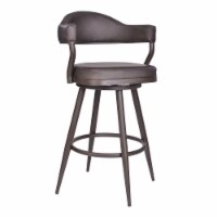 Justin 30" Bar Height Barstool in Brown Powder Coated Finish and Vintage Brown Faux Leather