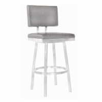 Balboa 26” Counter Height Barstool in Brushed Stainless Steel and Vintage Gray Faux Leather