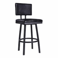 Balboa 30” Bar Height Barstool in Black Powder Coated Finish and Vintage Black Faux Leather