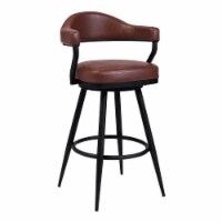 Justin 26  Barstool in a Black Powder Coated Finish and Vintage Coffee Faux Leather