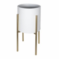 Stratton Home Decor S33553 Medium Contemporary Faux Plant Stand, White and Gold