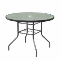 Garden Elements Outdoor Dining Table Patio Furniture, Round Waterwave Glass Top, Charcoal, 40
