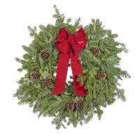 Garden Elements Fresh Christmas Live Fraiser Fir Wreath with Bow/Accessories, Red, 22”
