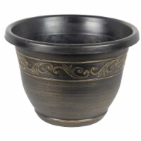 Garden Elements In/Outdoor Tulip Banded Plastic Round Flower Pot Planter, Yellow Gold, 15
