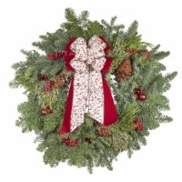 Garden Elements Fresh Christmas Live Noble Fir Wreath With Bow/Accessories, Winter Berry, 24