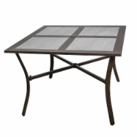Garden Elements Outdoor Patio Square Dining Drop Tile Aluminum Table, Brown and Grey, 40