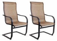 Garden Elements Outdoor Bellevue Metal Spring Dining Patio Chair, Brown (Pack of 2)