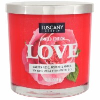 Tuscany Candle Limited Edition Love Garden Rose Jasmine & Amber Scented Jar Candle Perspective: Main