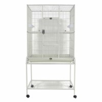 A&E Cage 13120 White 31 x 20 in. Flight Cage & Removable Stand with Bottom Shelf, White