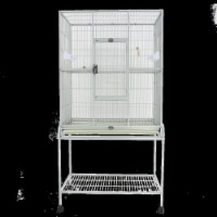 A&E Cage 13120 Platinum 31 x 20 in. Flight Cage & Removable Stand with Bottom Shelf, Platinum