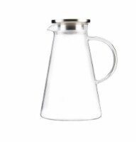 JoyJolt Beverage Serveware Glass Pitcher with Handle & 2 Lids - 60 oz