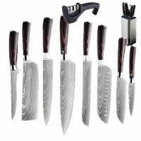 Kitcheniva Stainless Steel Knives With Holder And Sharpener Set of 10