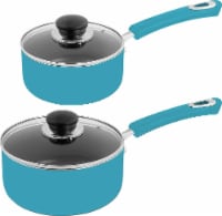 Kitcheniva Nonstick Saucepan With Glass Lid Set of 2 Turqouise