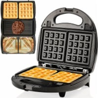 Ovente Electric Sandwich Grill And Waffle Maker Set