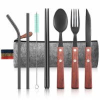 Kitcheniva Reusable Flatware Utensils Set With Carrying Pouch - Black
