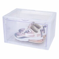 Kitcheniva Stackable Magnetic Drop Side Shoe Box White - Pack of 4