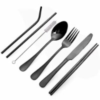 Kitcheniva Stainless Steel Portable Travel Utensils 8 Pcs Set Black