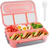 Kitcheniva Bento Lunch Box With 4 Compartment Pink