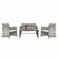 Kitcheniva Rattan Sofa Garden Conversation Table Set of 4
