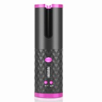 Kitcheniva LCD Cordless Auto Rotating Waver Curling Iron Black Pink