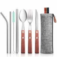 Kitcheniva Reusable Flatware Utensils Set With Carrying Pouch - Silver