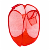 Kitcheniva Pop Up Foldable Laundry Basket Mesh Hamper Red