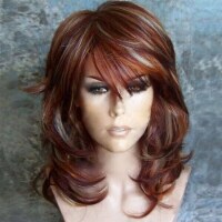 Kitcheniva Brown Ombre Short Curly Wigs with Bangs