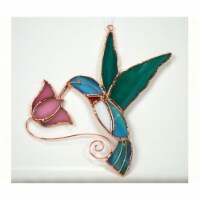 Gift Essentials GE139 Hummingbird With Pink Flower Sun Catcher