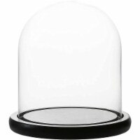 WHOLE HOUSEWARES 5.7 X6.5 X7.5  Glass Dome Cloche w/ Black MDF Base