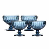 WHOLE HOUSEWARES Blue 12 Ounce Glass Ice Cream Bowls - Set of 4