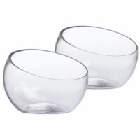 WHOLE HOUSEWARES | Slant Cut Bowl Glass Vase, DIA 7  X H 5 , Clear Terrarium Jar