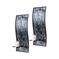WHOLE HOUSEWARES Decor Metal Wall Candle Sconces Vintage Holders Wall Décor (Blue/Brown)
