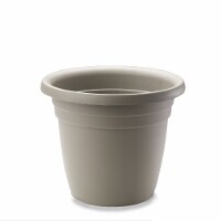 Crescent Garden In/Outdoor Emma Round Plastic Flower Pot Capuccino Colored Planter, 12 Inches