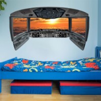 Airplane Cockpit Wall Mural | Sunset Clouds Airplane Window Decal - CP2