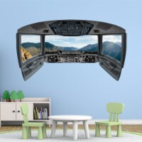 Airplane Cockpit Wall Mural | Mountain Window Wall Decal - CP16