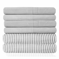 Sweet Home Collection | 4-Piece Classic Stripes Microfiber Sheets, Twin, Gray Perspective: Main