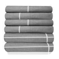 Sweet Home Collection | 6-Piece Window Pane Brushed Microfiber Sheets, California King, Gray