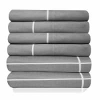 Sweet Home Collection | 6-Piece Window Pane Brushed Microfiber Sheets, Queen, Gray