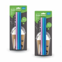 Grand Fusion Jumbo Size Silicone Shake Straws & Brush, Reusable 2-3ct packages