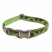 Sassy Dog Wear PAW WAVE GREEN1-C Paw Waves Green Dog Collar - Adjusts 6-12 in. - Extra Small