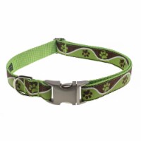 Sassy Dog Wear PAW WAVE GREEN3-C Paw Waves Green Dog Collar - Adjusts 13-20 in. - Medium