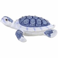 FC Design 7 W Blue and White Sea Turtle Statue Marine Life Figurine Home Decor