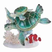 FC Design 6.5 H Green Sea Turtle and Baby Swimming Clownfish Marine Life Figurine Home Decor