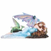 FC Design 13.5 W Blue Dreaming Fairy with Green Dragon Baby Statue Figurine Home Decor