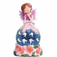 FC Design 8.75 H Purple Fairy Red Flowers Optic Globe LED Light Figurine Home Decor